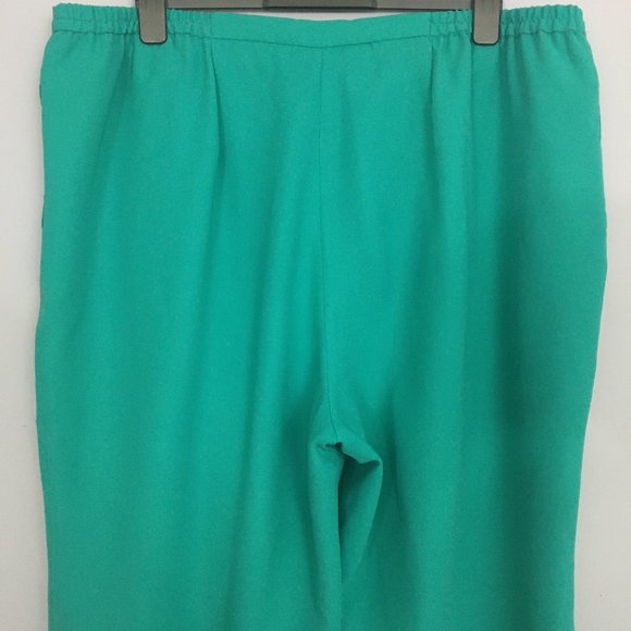 Jessica London Womens Plus Size 24P Teal 100% Polyester Elastic Waist Trousers - Picture 5 of 8
